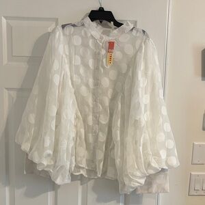 Elegant White Polka Dot Blouse